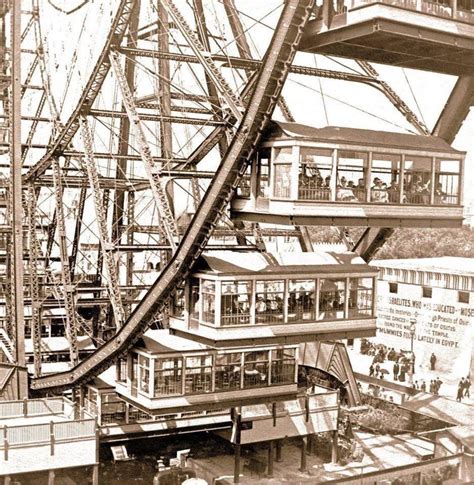 Ferris Wheel from the Chicago World’s Fair in 1893. Each of the 36 cars ...