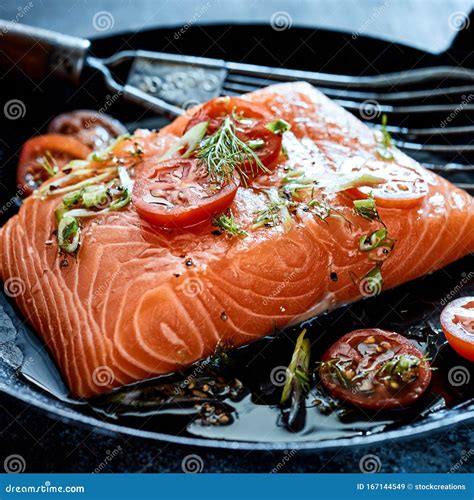 Close Up on a Thick Filleted Raw Salmon Steak Stock Image - Image of preparation, cooking: 167144549