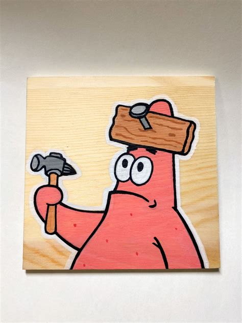 Patrick Star Painting | Spongebob painting, Star painting, Cute emoji ...