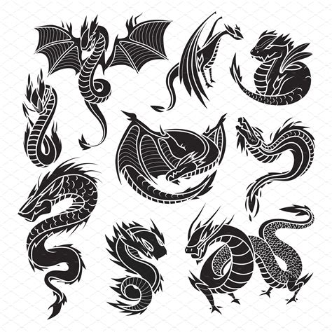 Chinese black dragon silhouettes | Dragon silhouette, Silhouette illustration, Black dragon