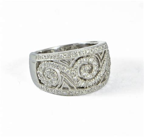 18K White Gold and Diamond Lattice Work Ring