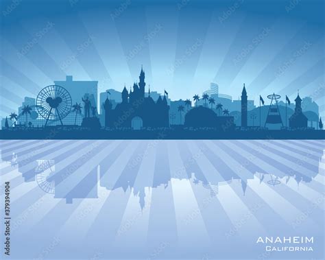 Anaheim California city skyline vector silhouette Stock Vector | Adobe ...