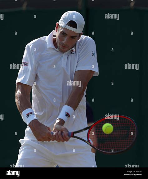 John Isner in action on day five of the Wimbledon Championships at the ...