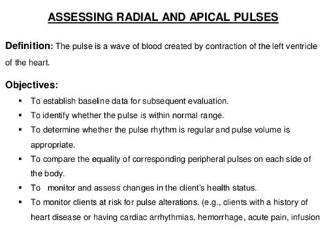 Nurses Notes: Assessing Radial Pulse and Apical Pulse