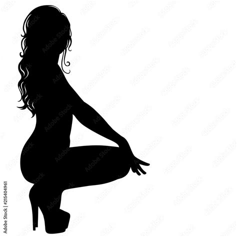 Silhouette of sexy pinup girl with long hair in dance shoes. Stock Vector | Adobe Stock