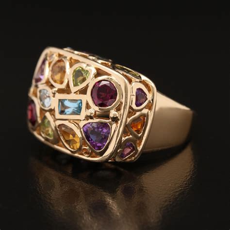 14K Multi-Gemstone Ring with Diamond Accents | EBTH