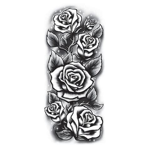 Roses Sleeve Black & White Temporary Tattoo – Temporary Tattoos