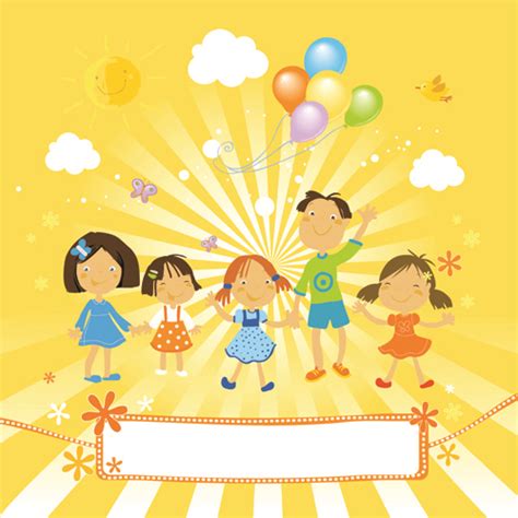 Cute kids with balloon background vector Vectors graphic art designs in editable .ai .eps .svg ...