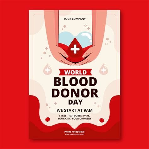 Free Vector | Flat vertical poster template for world blood donor day