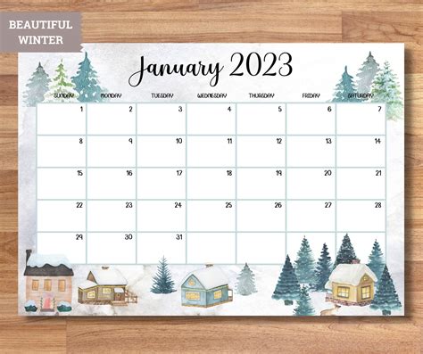 EDITABLE Big-wall Calendar 2023 Cute Printable Fillable - Etsy UK