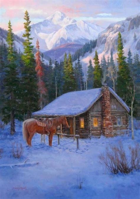 Cabin In The Snow Painting...Dwayne Brech | Western art paintings ...