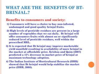 Bt brinjal good technology product | PPT