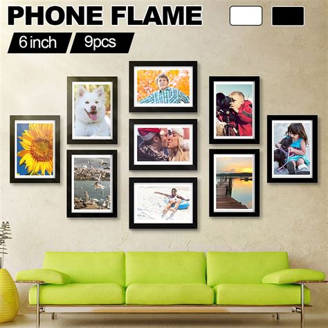 Wall Mounted / Hanging Photo Display DIY Picture Frames 9pcs Home Art Decor Bedroom For 4" x 6 ...