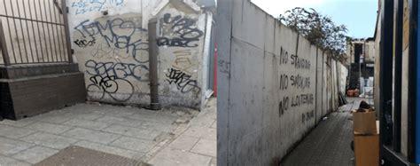 Example of participant photo projects showing gang graffiti and warning ...