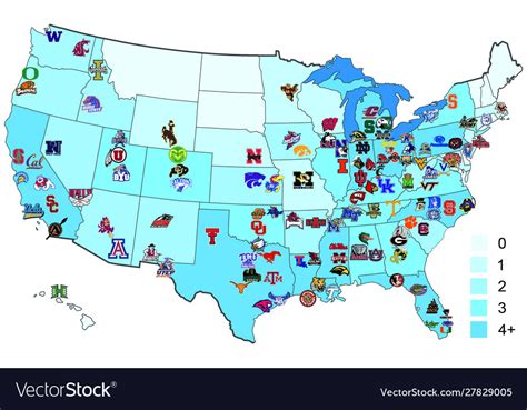 Usa ncaa division 1 football map Royalty Free Vector Image