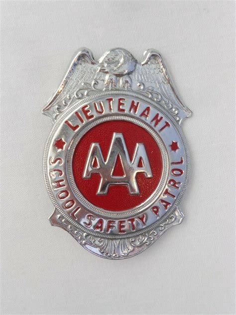 Vintage AAA Lieutenant School Safety Patrol Badge Grammes Allentown Full Size | School safety ...