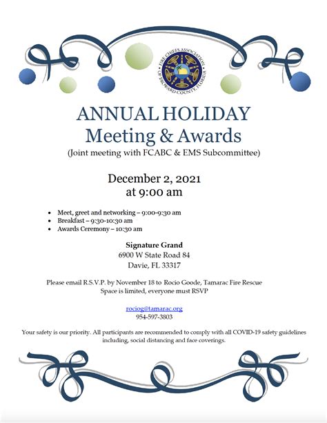 ANNUAL HOLIDAY MEETING & AWARDS – Fire Chiefs Association of Broward County