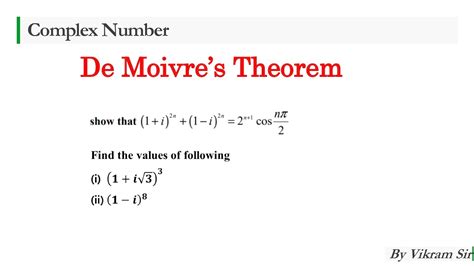 problems on De-Moivre's Theorem | solved examples |TS AP senior Inter mathematics 2A |complex ...