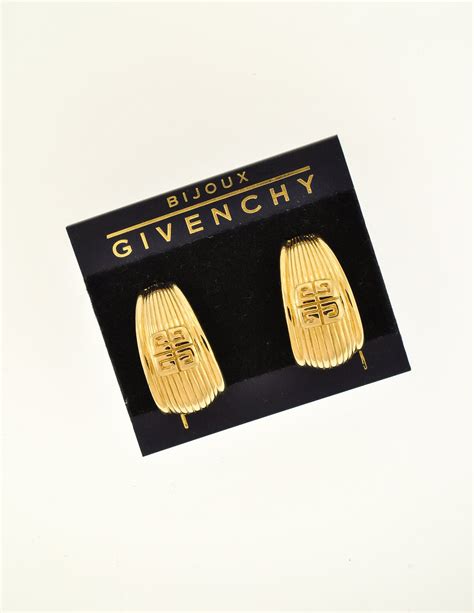 Givenchy Vintage Gold Logo Half-Hoop Earrings - from Amarcord Vintage ...