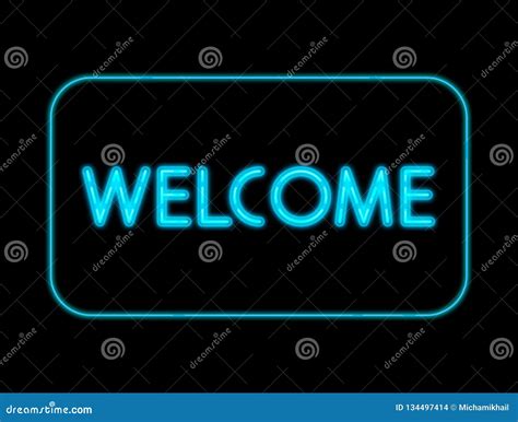 Welcome Neon Lights on Black Background Stock Vector - Illustration of welcome, blue: 134497414