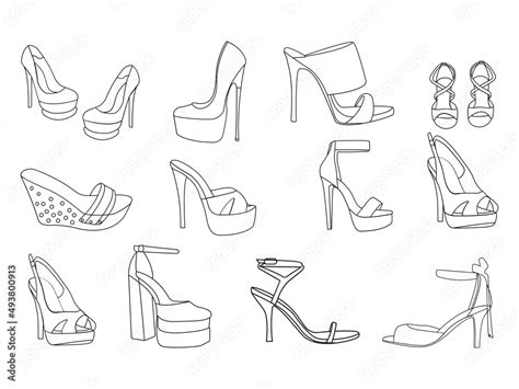 High heels vector. Red high heel women shoes vector. Silhouette drawing ...