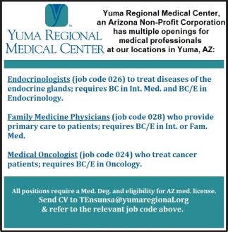 Endocrinologists, Family Medicine Physicians, Medical Oncologist, Yuma Regional Medical Center ...