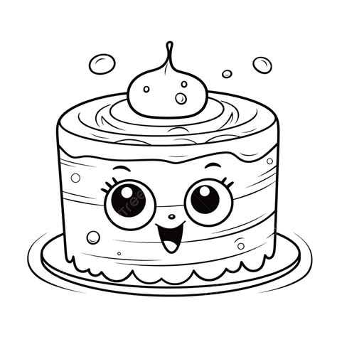 Cake Coloring Pages For Kids Outline Sketch Drawing Vector, Easy Cake Drawing, Easy Cake Outline ...