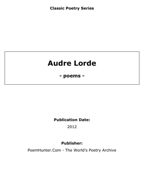 Audre Lorde - poems