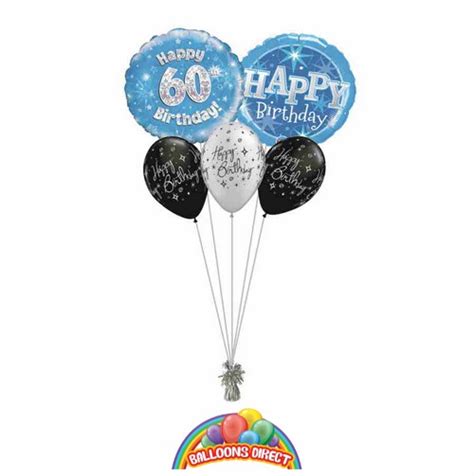 Buy Blue 60th Birthday Balloon Bouquet | Balloons Direct