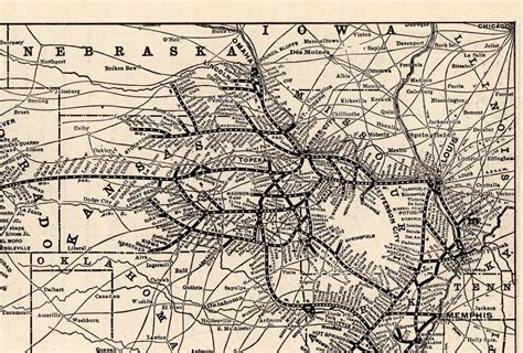 1921 Antique MISSOURI PACIFIC RAILROAD Map Black White Gallery - Etsy