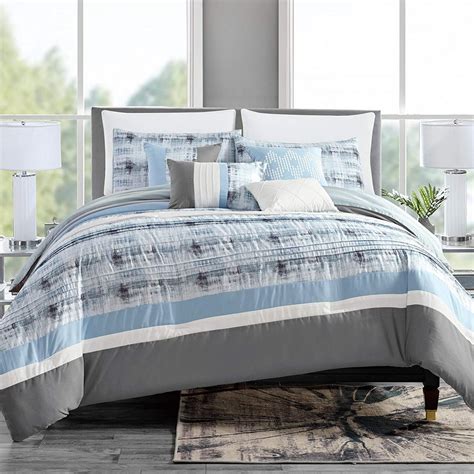 Sapphire Home Luxury 7 Piece King/California-King Comforter Set with Shams and Cushions, Modern ...