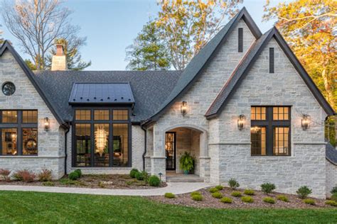 Front elevation of new stone house designed by ACM Design of Asheville ...