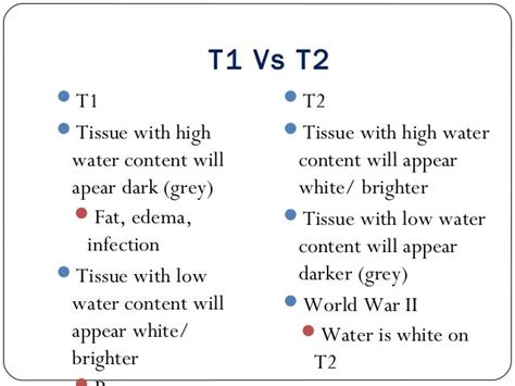 Image result for t1 vs t2 mri difference | Mri study guide, Mri study, Mri