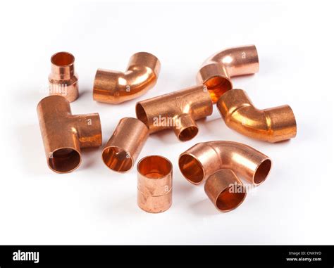 copper metal pipe connectors / fittings Stock Photo - Alamy