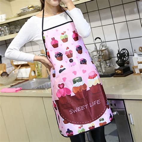 Waterproof Kitchen Apron Antifouling Adult Women Sleeveless Apron Cooking Workwear Coverall ...