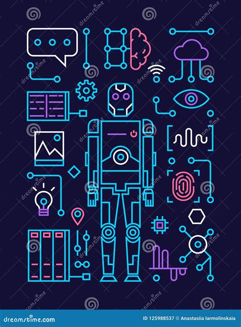 Machine Learning Vector Illustration. Stock Vector - Illustration of concept, neuroscience ...