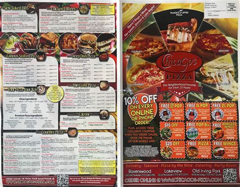 Chicago's Pizza Menu (Scanned Menu With Prices)