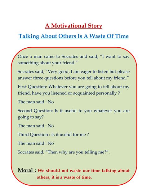 21.Talking About Others Is A Waste Of Time – A Motivational Story ...