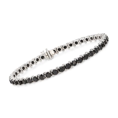 8.00 ct. t.w. Black Diamond Tennis Bracelet in 14kt White Gold | Ross-Simons