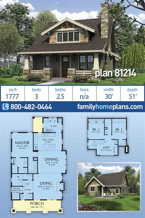 Plan 81214 | Craftsman Bungalow House Plan with Open Floor Plan,