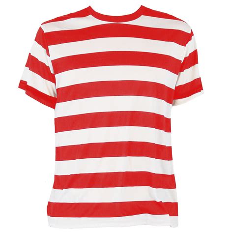 RED AND WHITE STRIPED T SHIRT TOP FANCY DRESS UNISEX SHORT SLEEVE TOP ...