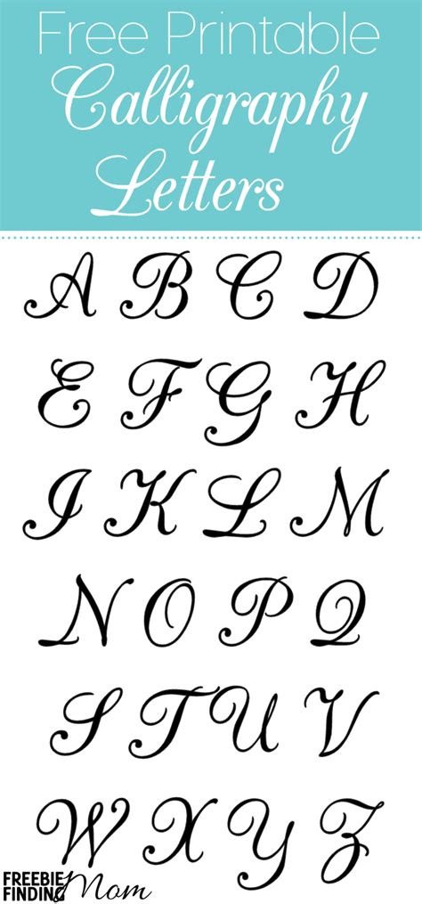 5 Free Printable Alphabet Calligraphy Letters - Freebie Finding Mom ...