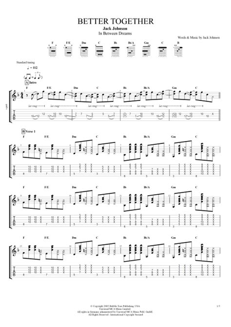 Better Together by Jack Johnson - Full Score Guitar Pro Tab ...