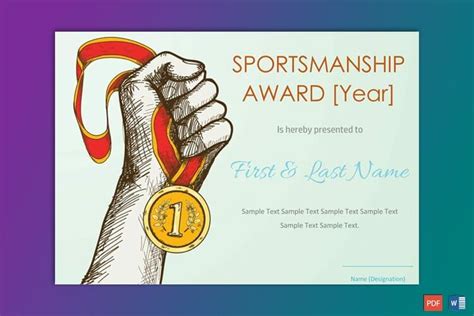 Sportsmanship Award Certificate - Sky Blue Design | Award certificate, Blue design, Awards ...