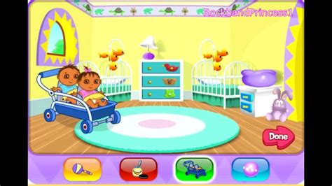 Dora Babysit's The Twins Game - Baby Games - YouTube