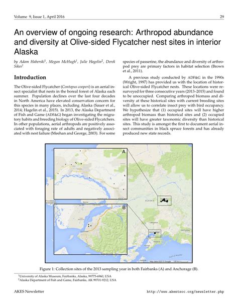 (PDF) An overview of ongoing research: Arthropod abundance and diversity at Olive-sided ...