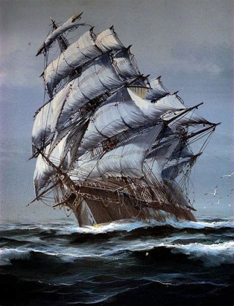 Old Sailing Ship in Rough Seas