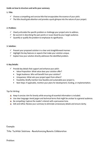 Guide On How To Structure and Write Your Summary | PDF | Target ...