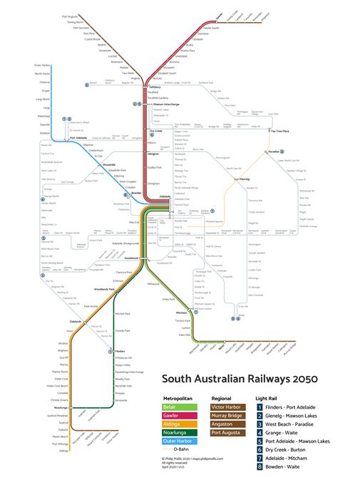 Adelaide Fantasy Rail Map 2050 | Maps by Philip Mallis