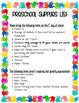 Preschool Supply List by Preschool Preschool What Do You See | TPT